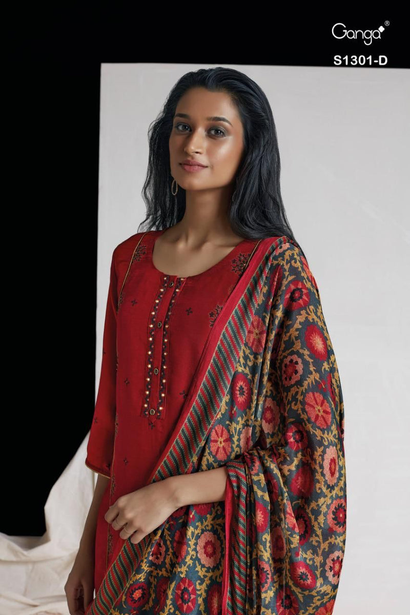 Ganga Dno Kashvi 1301 Russian Silk With Beautiful Work Stylish Designer Festive wear Fancy Salwar Suit