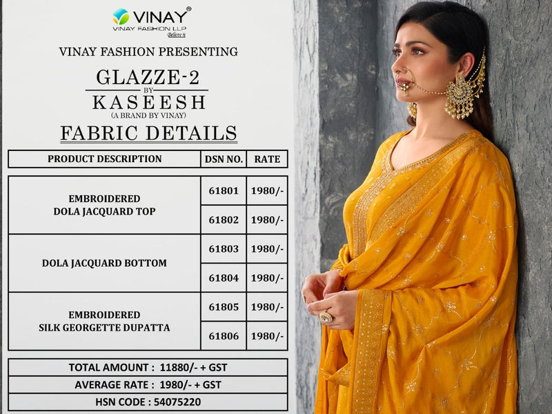 Vinay Fashion Kaseesh Glazze 2 Jacquard With Beautiful Work Stylish Designer Festive Wear Fancy Salwar Kameez