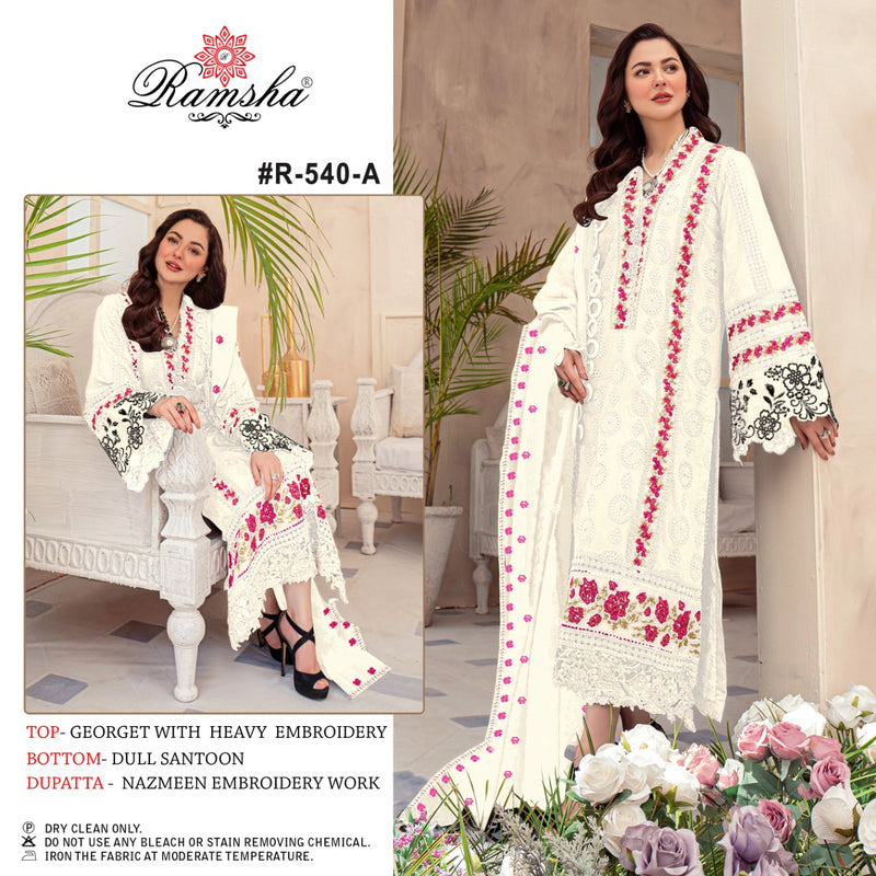 Ramsha Dno R 540 Georgette With Heavy Embroidery Work Stylish Designer Party Wear Salwar Kameez