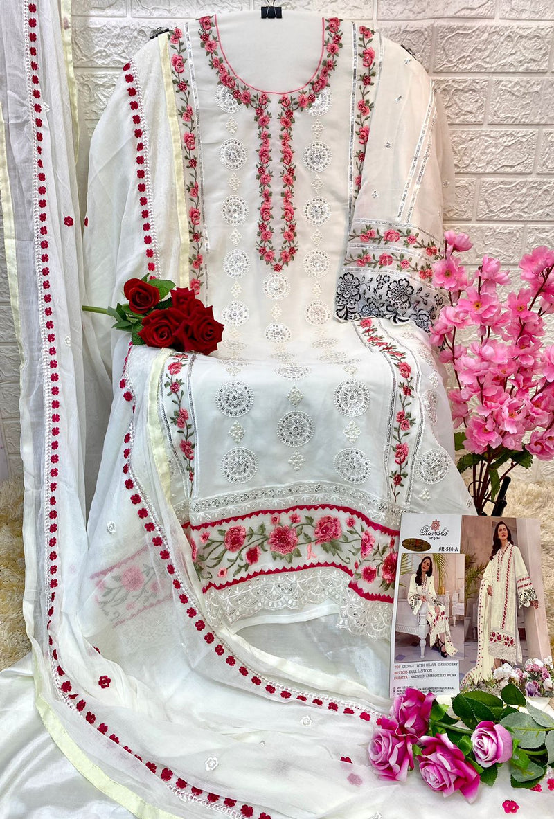 Ramsha Dno R 540 Georgette With Heavy Embroidery Work Stylish Designer Party Wear Salwar Kameez