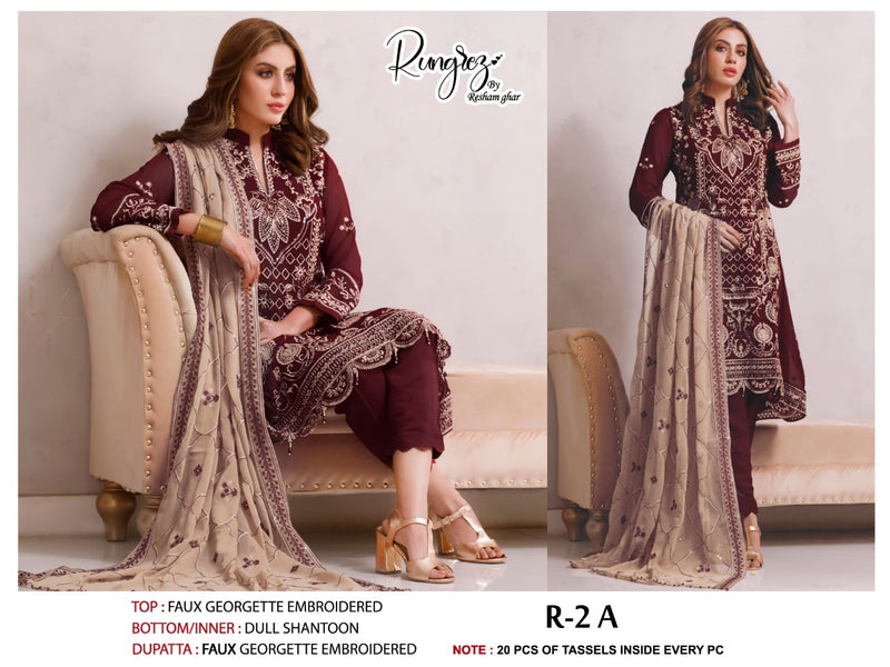 Rungrez Dno R 2 A Georgette With Heavy Embroidery Work Stylish Designer Party Wear Salwar Kameez