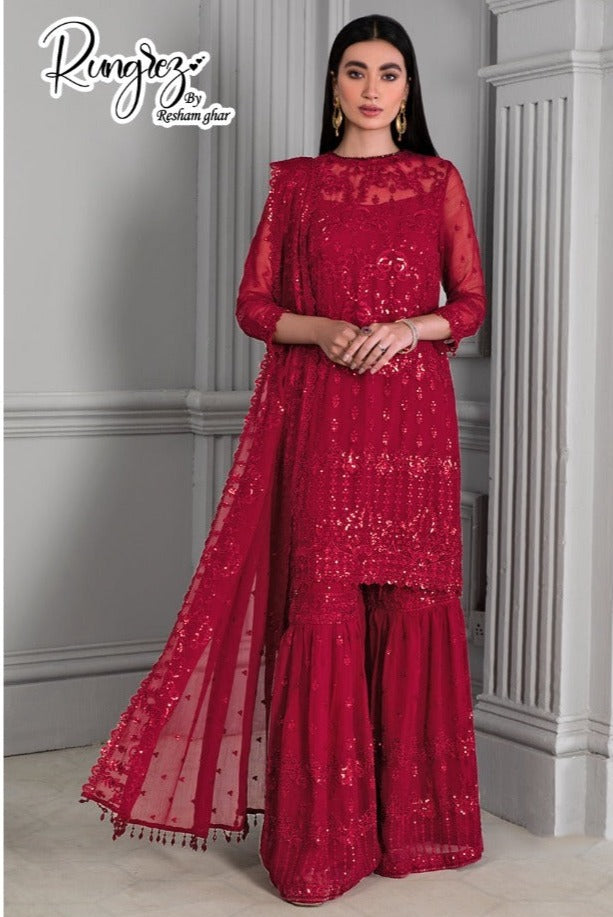 Rungrez Dno R 6 A Georgette With Heavy Embroidery Work Stylish Designer Attractive Look  Wear Salwar Kameez