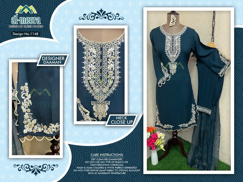 Al Meera Dno 1148 Rayon With Heavy Embroidery Work Stylish Designer Party Wear Pret Kurti