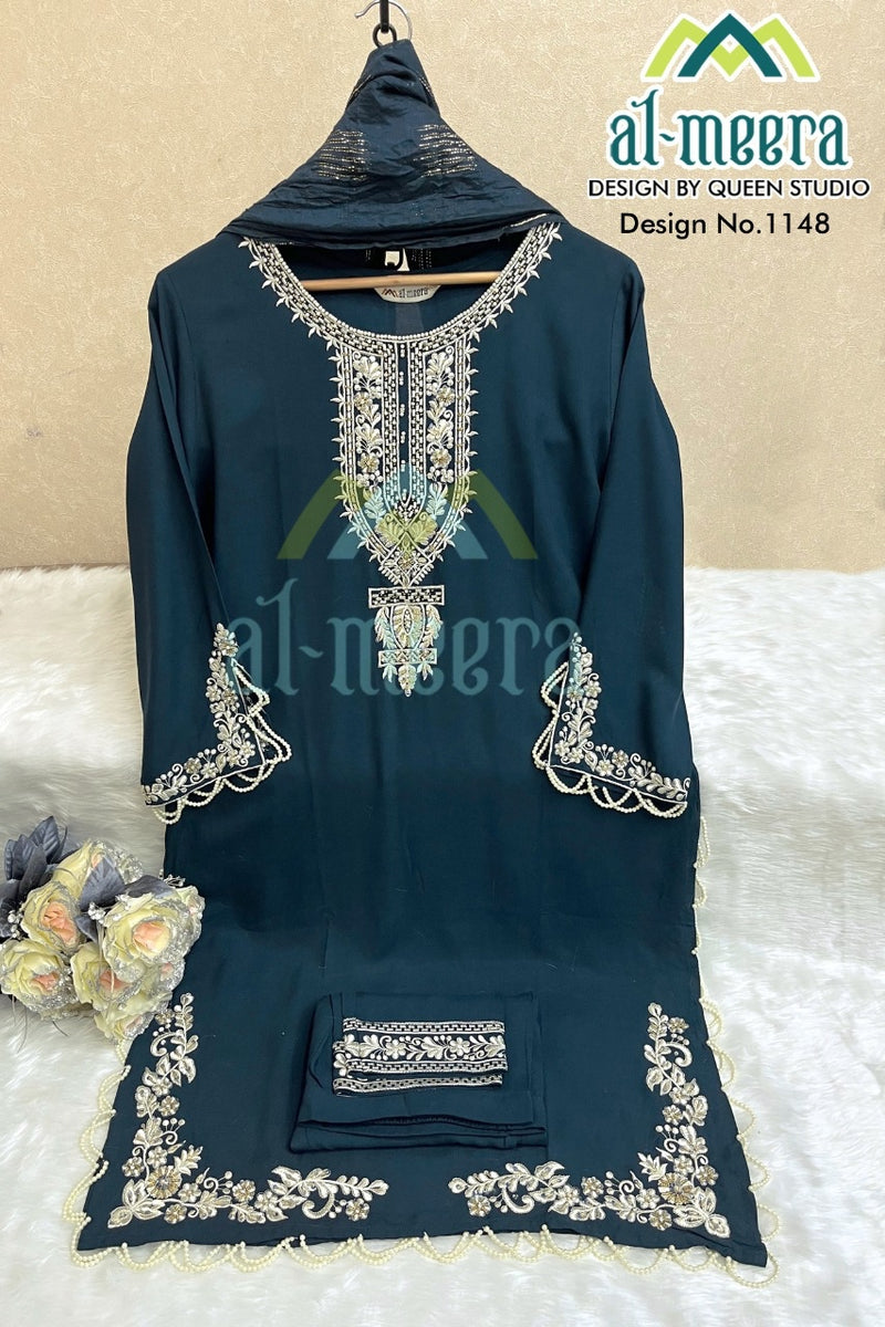 Al Meera Dno 1148 Rayon With Heavy Embroidery Work Stylish Designer Party Wear Pret Kurti