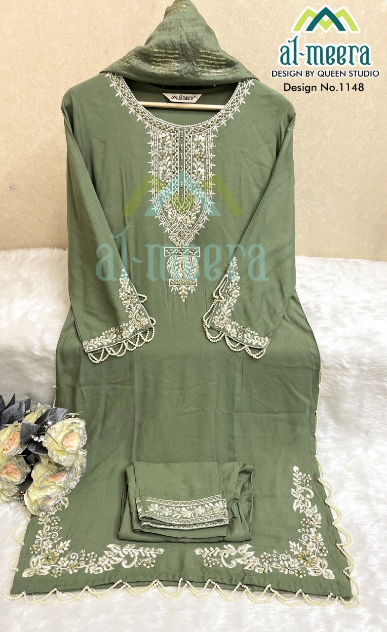 Al Meera Dno 1148 Rayon With Heavy Embroidery Work Stylish Designer Party Wear Pret Kurti