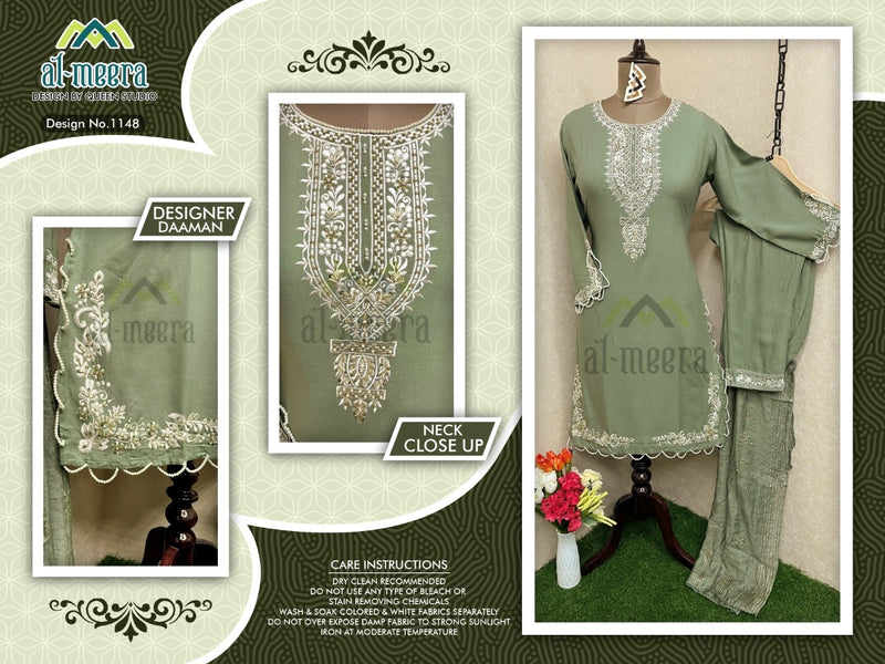 Al Meera Dno 1148 Rayon With Heavy Embroidery Work Stylish Designer Party Wear Pret Kurti