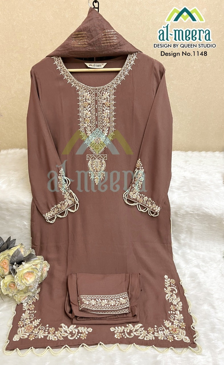Al Meera Dno 1148 Rayon With Heavy Embroidery Work Stylish Designer Party Wear Pret Kurti