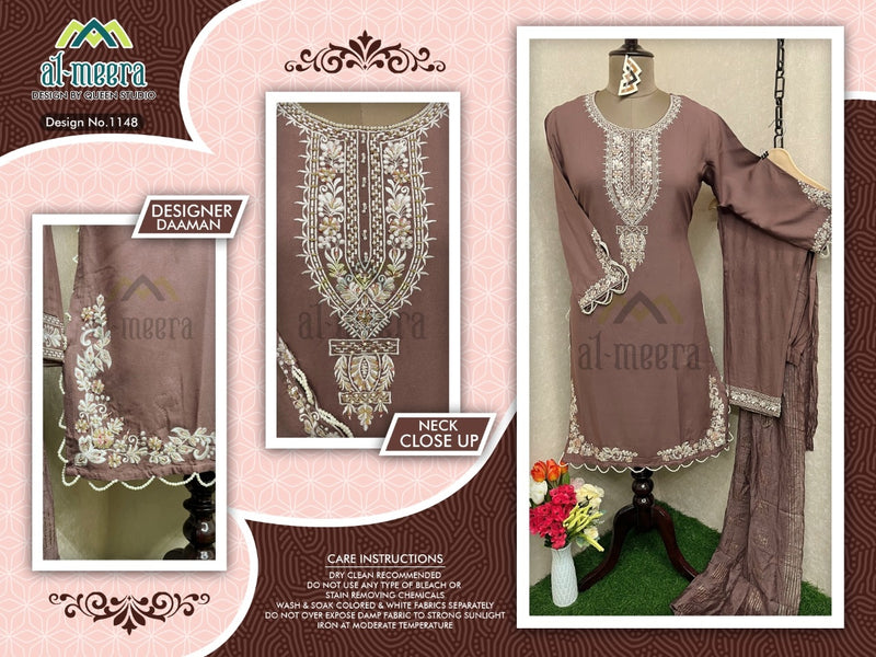 Al Meera Dno 1148 Rayon With Heavy Embroidery Work Stylish Designer Party Wear Pret Kurti