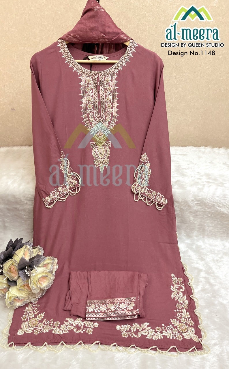 Al Meera Dno 1148 Rayon With Heavy Embroidery Work Stylish Designer Party Wear Pret Kurti