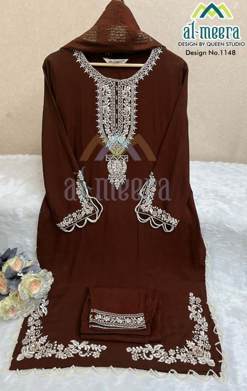 Al Meera Dno 1148 Rayon With Heavy Embroidery Work Stylish Designer Party Wear Pret Kurti