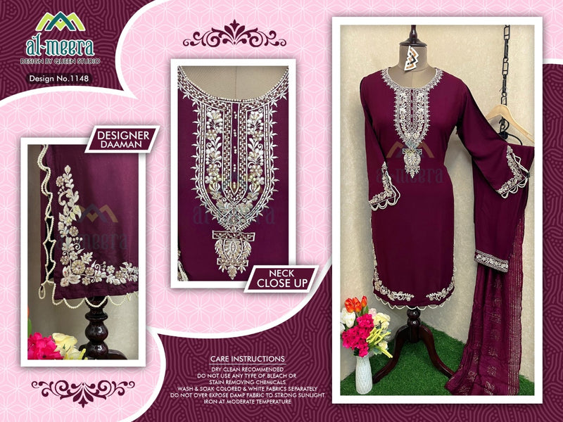 Al Meera Dno 1148 Rayon With Heavy Embroidery Work Stylish Designer Party Wear Pret Kurti