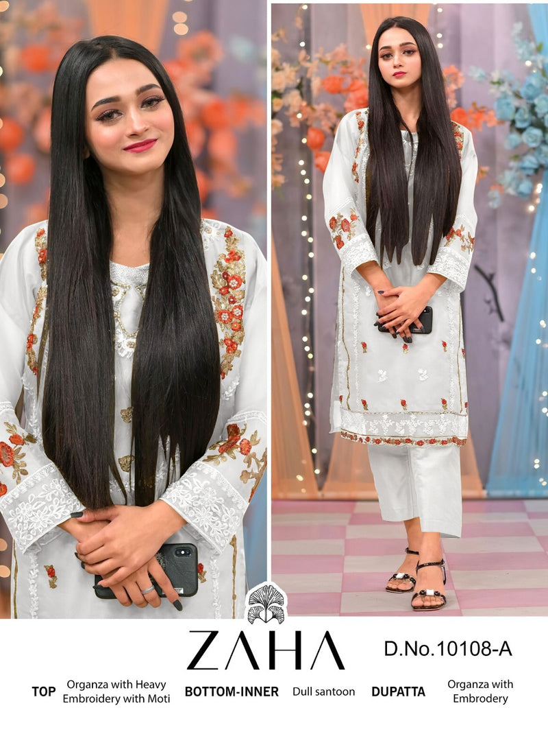 Zaha Dno 10108 A Organza With Beautiful Work Stylish Designer Party Wear Fancy Salwar Kameez