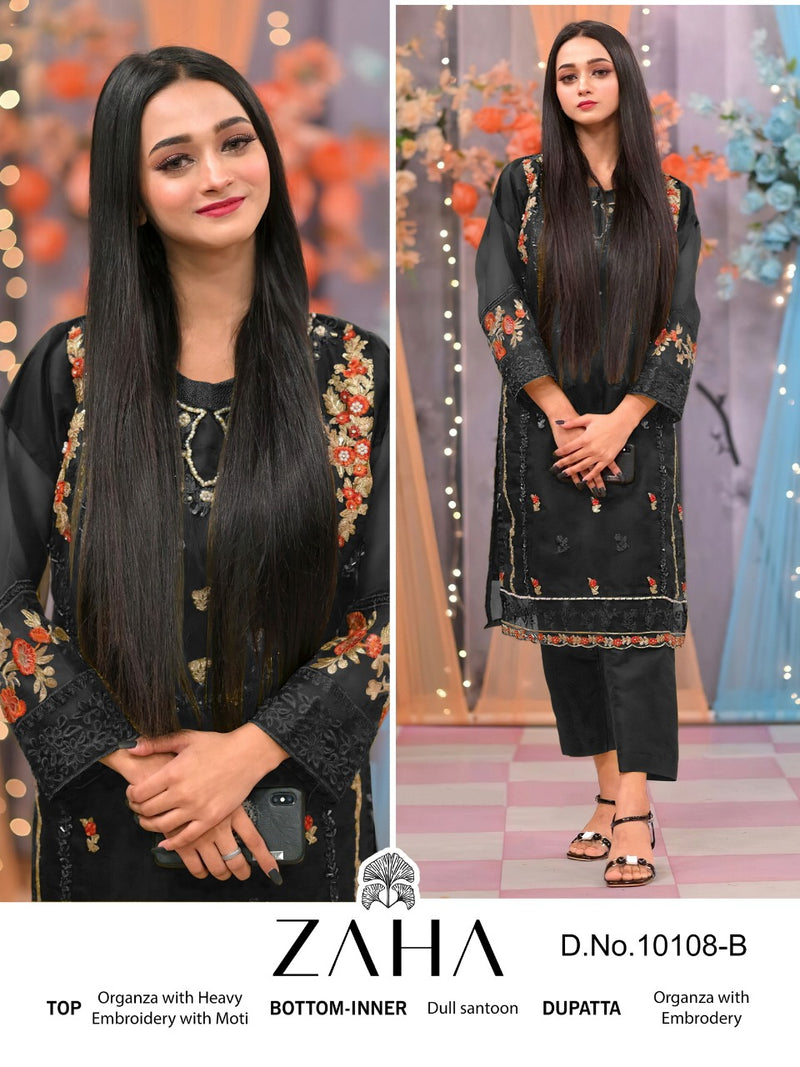 Zaha Dno 10108 B Organza With Beautiful Work Stylish Designer Party Wear Fancy Salwar Kameez