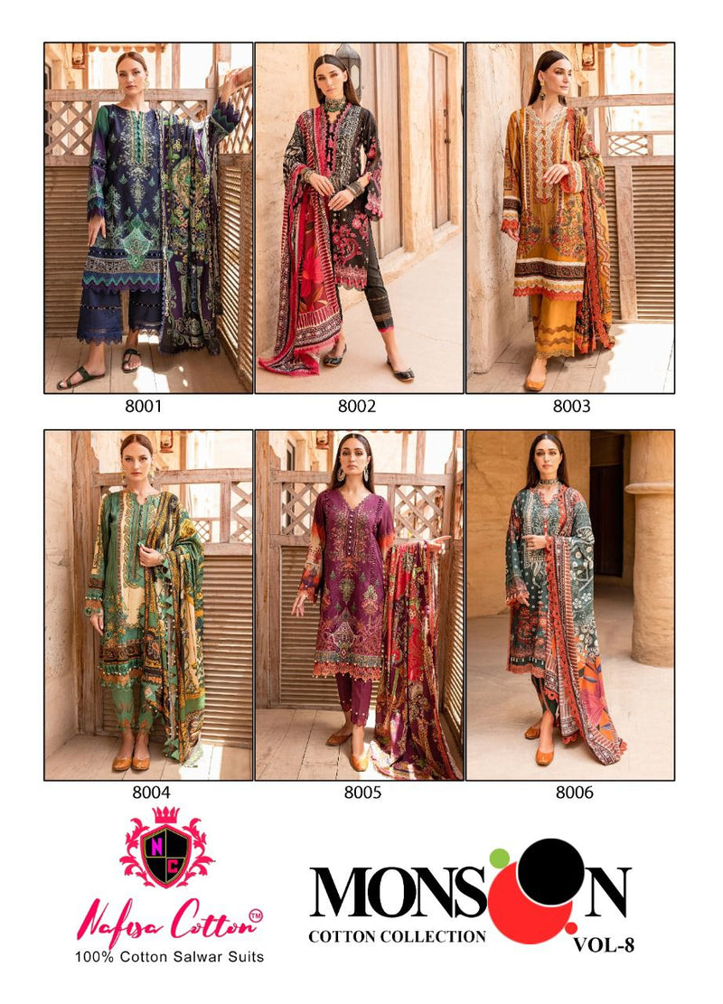 Nafisha Monsoon Collection Vol 07 Pure Cotton With Heavy Embroidery Work Stylish Designer Festive Wear Salwar Kameez