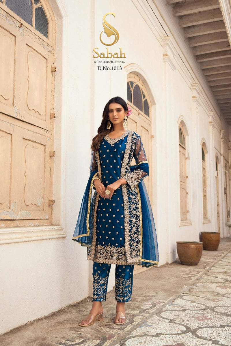 Sabah Dno 1013 Butterfly Net With Heavy Embroidery Work Stylish Designer Party Wear Salwar Kameez