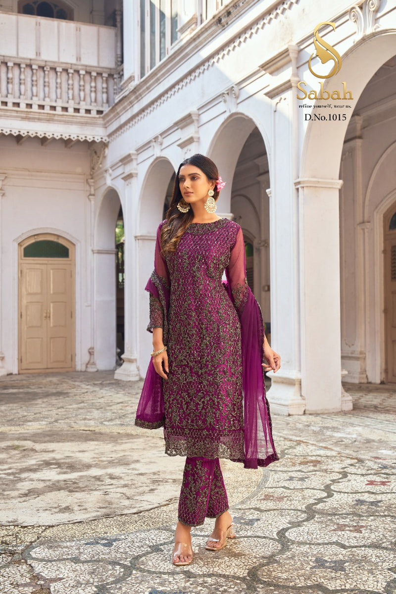 Sabah Dno 1015 Butterfly Net With Heavy Embroidery Work Stylish Designer Party Wear Salwar Kameez