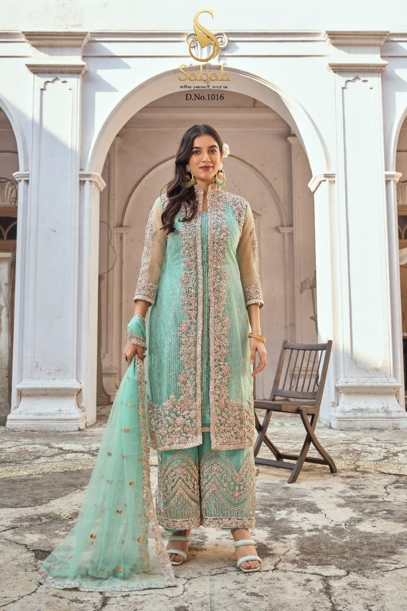 Sabah Dno 1016 Butterfly Net With Heavy Embroidery Work Stylish Designer Party Wear Salwar Kameez