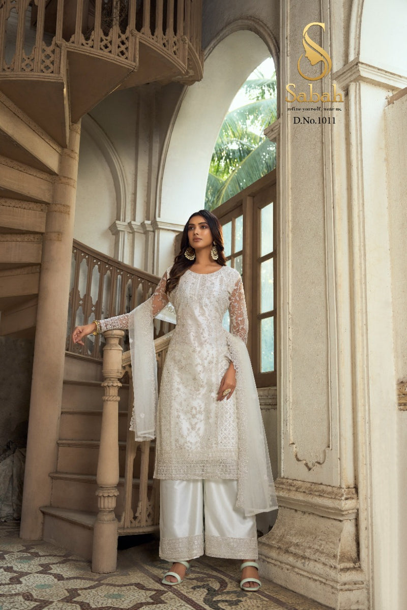 Sabah Dno 1011 Butterfly Net With Heavy Embroidery Work Stylish Designer Party Wear Salwar Kameez