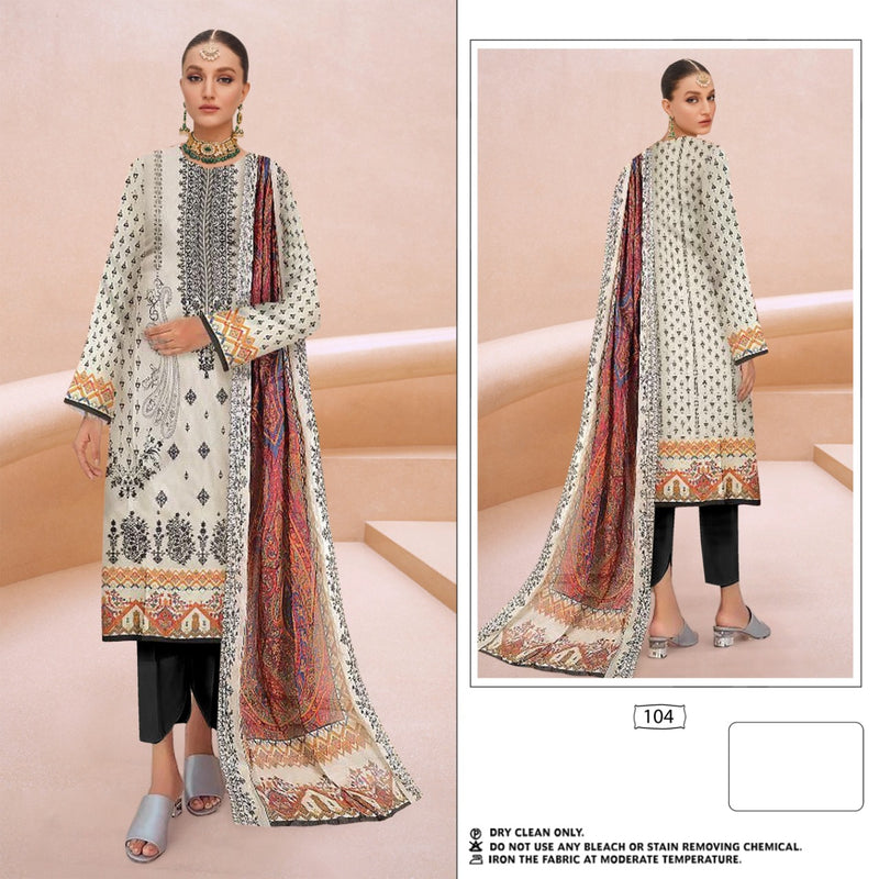 Hit Design Dno 104 Pure Cotton With Heavy Embroidery work Stylish Designer Party Wear Salwar Kameez