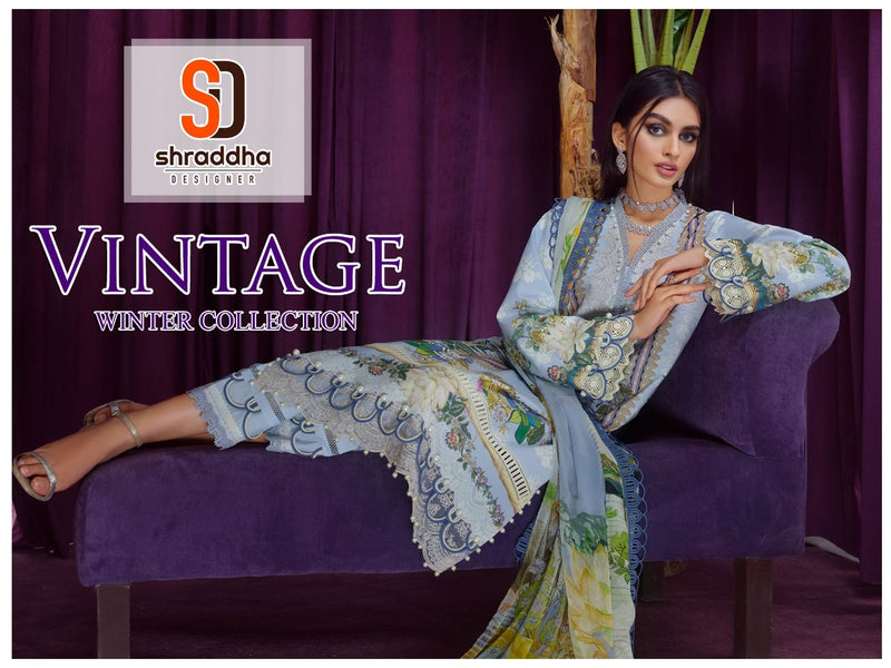 Sharaddha Designs Vintage Pashmina With Beautiful Work Stylish Designer Pakistani Salwar Kameez