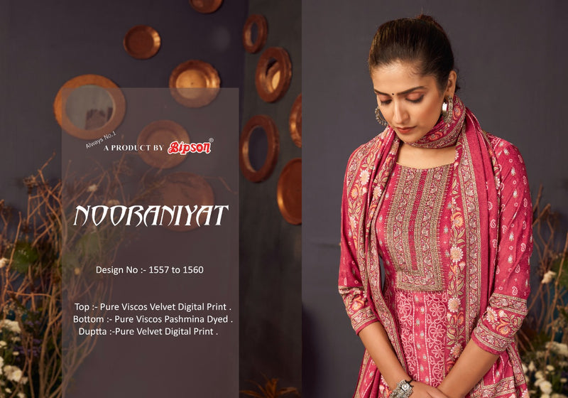 Bipson Nooraniyat Velvet With Heavy Embroidery Work Stylish Designer Festive Wear Salwar Kameez