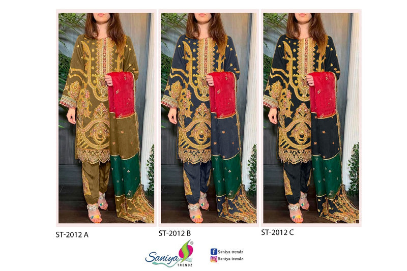 Saniya Trendz St 2012 Hit Organza With Beautiful Work Stylish Designer Party Wear Salwar Kameez