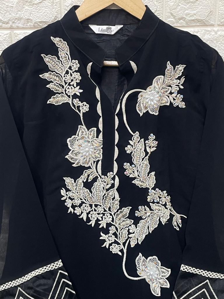 Laxuria Trendz Dno 1239 Georgette With Heavy Embroidery Work Stylish Designer Festive Wear Kurti