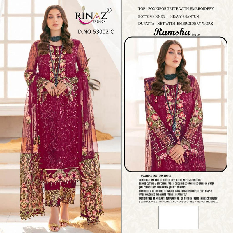 Rinaz Fashion Dno 53002 Georgette With Heavy Embroidery Work Stylish Designer Party Wear Salwar Kameez