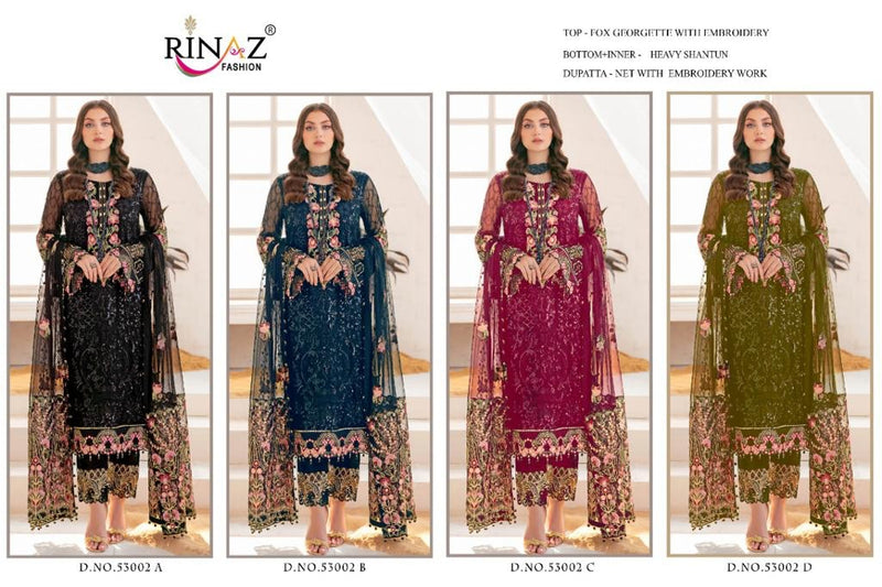 Rinaz Fashion Dno 53002 Georgette With Heavy Embroidery Work Stylish Designer Party Wear Salwar Kameez