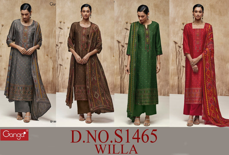 Ganga Dno 1465 Russian Silk With Beautiful Work Stylish Designer Casual Wear Fancy Salwar Suit