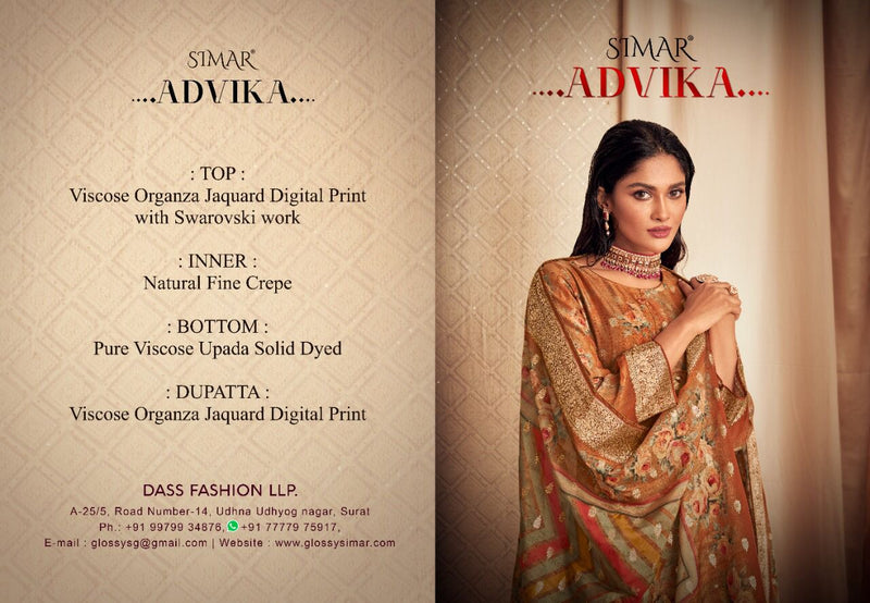 Glossy Advika Dno 9000 To 9007 Organza With Heavy Beautiful Work Stylish Designer Attractive Look salwar Kameez