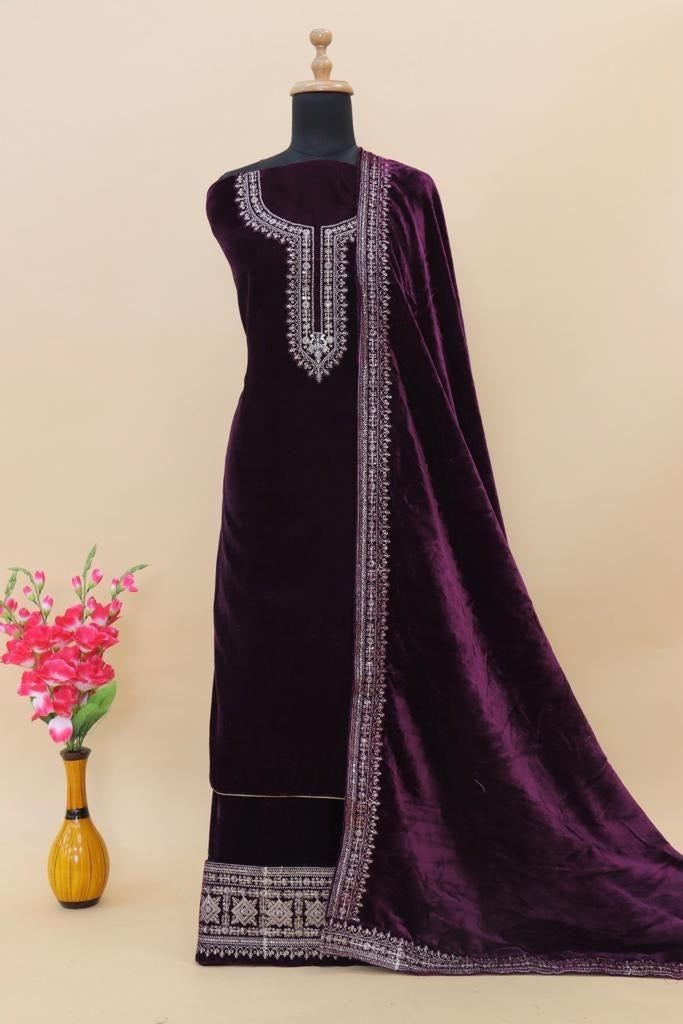 Lt Nitya Afreen Velvet With Beautiful Work Stylish Designer Attractive Look Party Wear Salwar Kameez