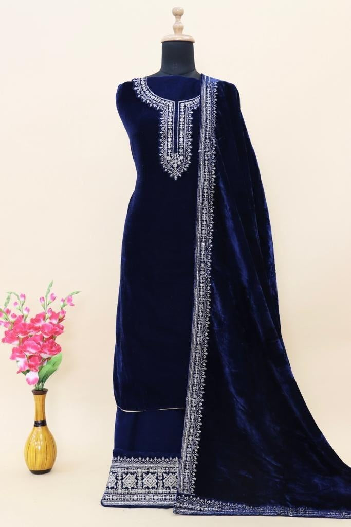 Lt Nitya Afreen Velvet With Beautiful Work Stylish Designer Attractive Look Party Wear Salwar Kameez