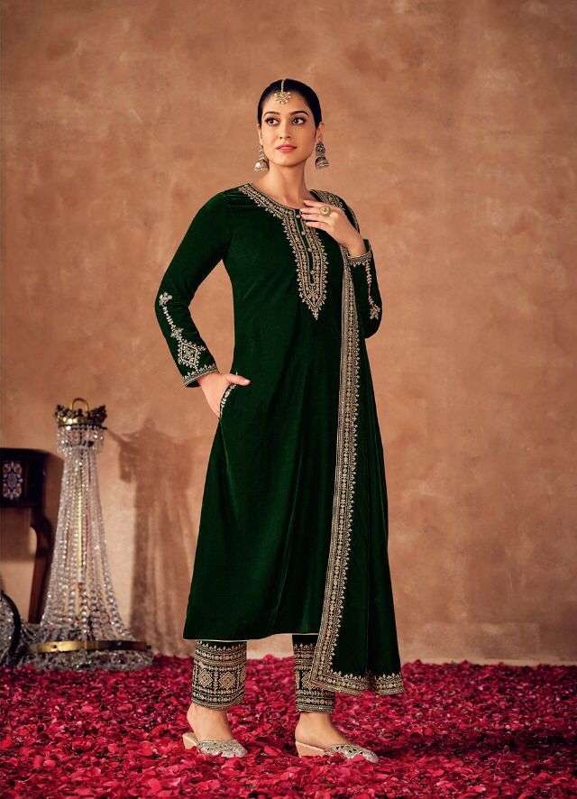 Lt Nitya Afreen Velvet With Beautiful Work Stylish Designer Attractive Look Party Wear Salwar Kameez