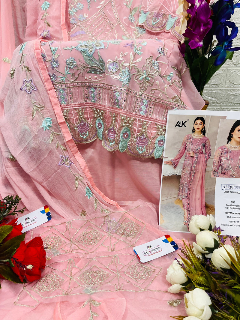 Al Khushbu Dno 1040 Georgette With Heavy Embroidery Work Stylish Designer Party Wear Salwar Kameez