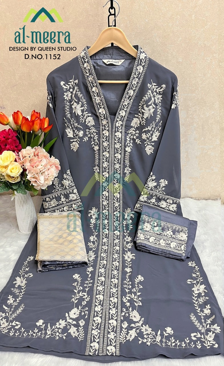 Al Meera Dno 1152 Georgette With Heavy Embroidery Work Stylish Designer Party Wear Fancy Kurti