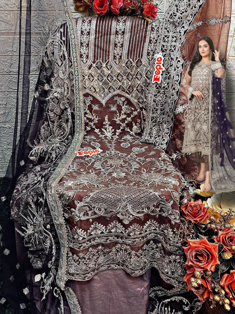 Fepic Suit C 1299 Organza Embroidered With Pearl Work Pakistani Salwar Suit