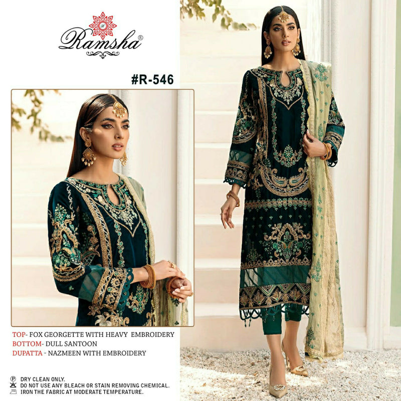 Ramsha Suit R 546 Georgette Embroidery Fancy Designer Pakistani Suit