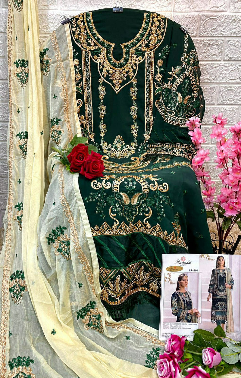 Ramsha Suit R 546 Georgette Embroidery Fancy Designer Pakistani Suit