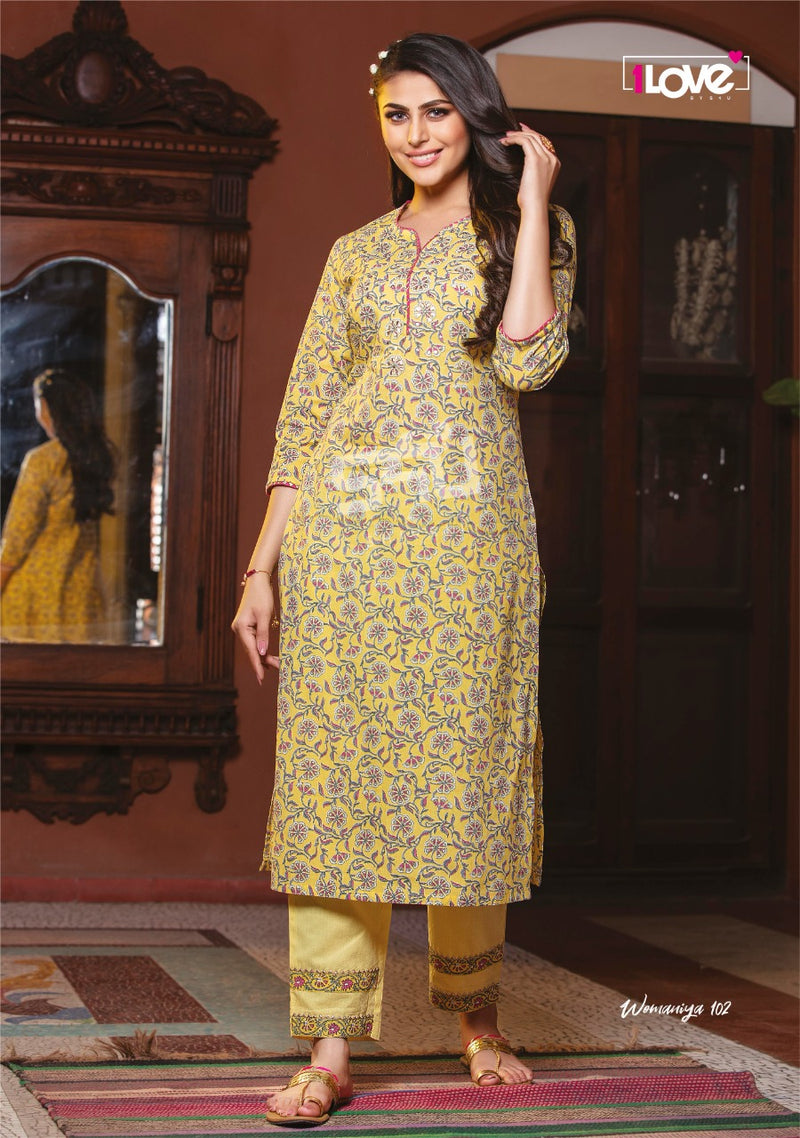 Womaniya Vol 18 By 1Love S4u Cotton Designer Casual Office Wear Kurti Collection