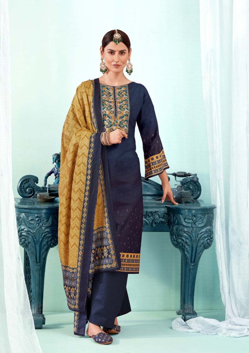 Yashika Trends Naishaa Cotton Printed Festive Wear Salwar Suits With Embroidery Work