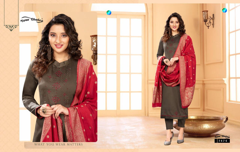 Your Choice Bollywood Fabric Salwar Suit In Jam Silk Cotton