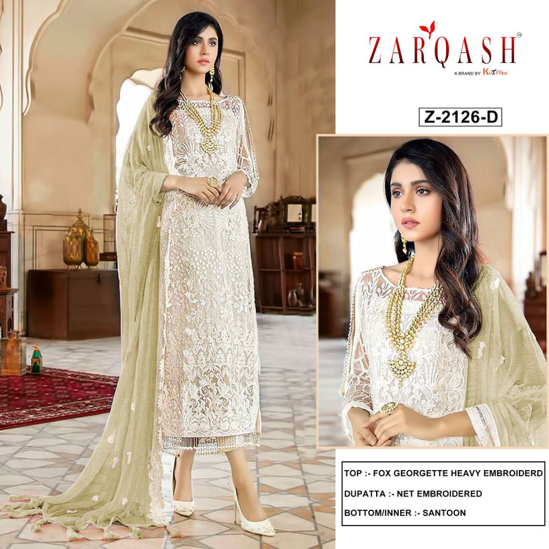 Zarqash Z 2126 Fox Georgette Heavy Embroidered Pakistani Style Party Wear Salwar Kameez