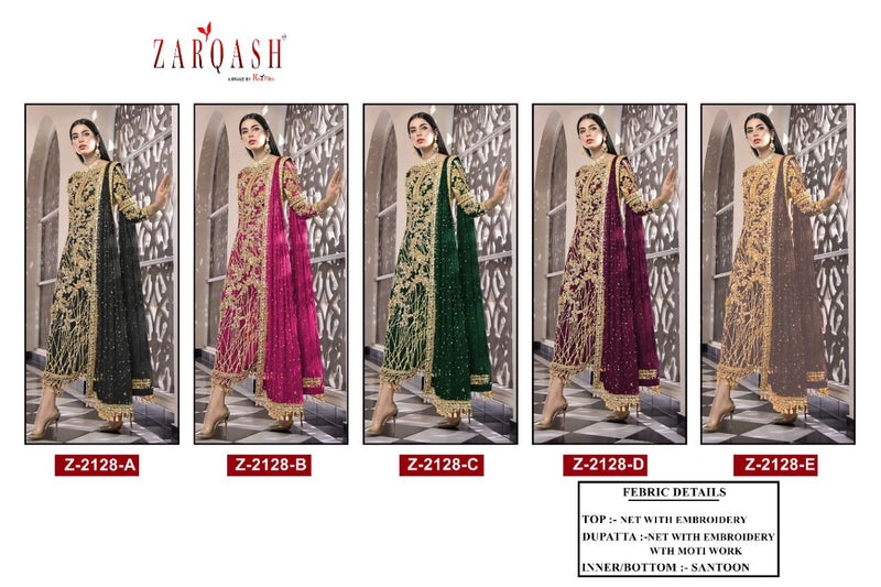 Zarqash Z 2128 Net With Heavy embroidery Designer Pakistani Style Wedding Wear Salwar Suits