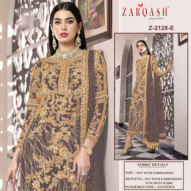 Zarqash Z 2128 Net With Heavy embroidery Designer Pakistani Style Wedding Wear Salwar Suits