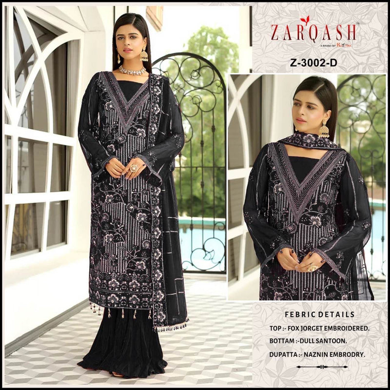 Zarqash Dno Z 3002 D Georgette With Heavy Beautiful Embroidery Work Stylish Designer Pakistani Salwar Kameez