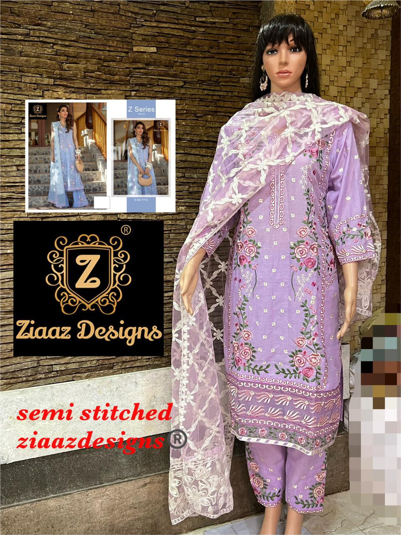Ziaaz Designs Z Series Vol 12 Cotton Semi Stitched Embroidered Wedding Wear Salwar Suits