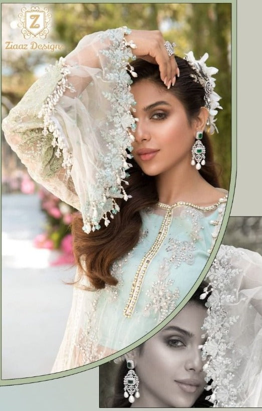 Ziaaz Designs Z Series Vol 14 Georgette Pakistani Style Hand Worked Embroidered Party Wear Salwar Suits