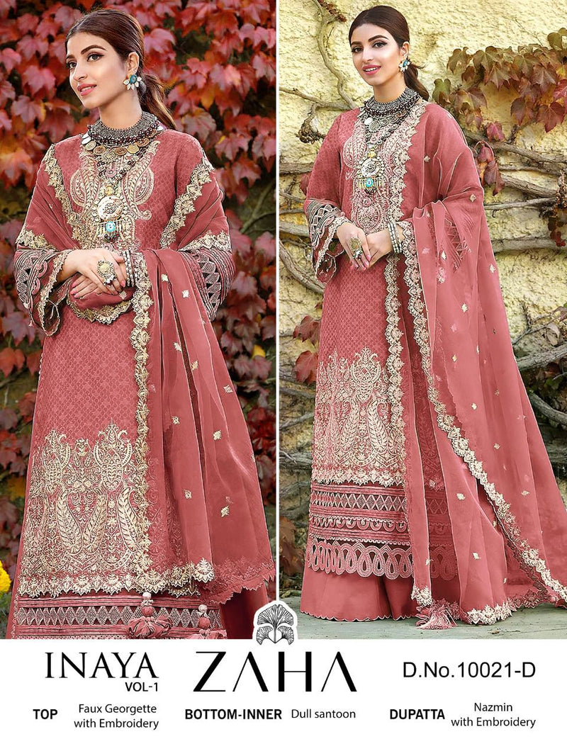 Zaha Inaya Vol 1 Georgette With Heavy Embroidery Work Stylish Designer Pakistani Salwar Kameez