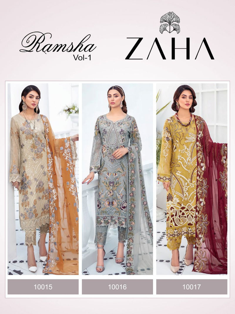 Zaha Ramsha Vol 1 Georgette Pakistani Style Wedding Wear Salwar Kameez With Heavy Embroidery